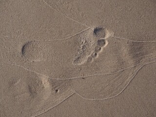 Ślady stóp odciśnięte na plaży
