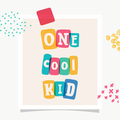 One cool kid lettering typewriter-inspired with bold slab serif symbols in colorful frames.
