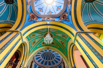 The ceiling of the colonial cupola in the Catholic Cathedral of Santiago de Cuba, Cuba
