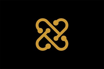 Cross X logo design vector. Letter X outline the abstract symbol. Type X and dots vector icons.