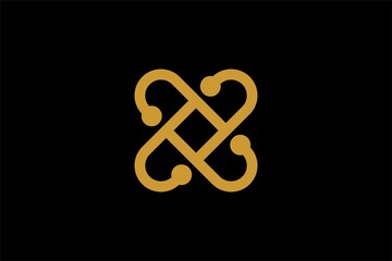 Cross X logo design vector. Letter X outline the abstract symbol. Type X and dots vector icons.