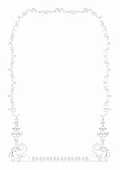 Black frame ornament on a white page. Design for text, invitations, menus, cards, posters etc. illustration.