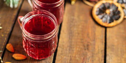 christmas mulled wine celebrate the new year cozy fresh portion hot drink sweet beverage meal snack on the table copy space food background rustic. top view
