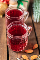 christmas mulled wine celebrate the new year cozy fresh portion hot drink sweet beverage meal snack on the table copy space food background rustic. top view