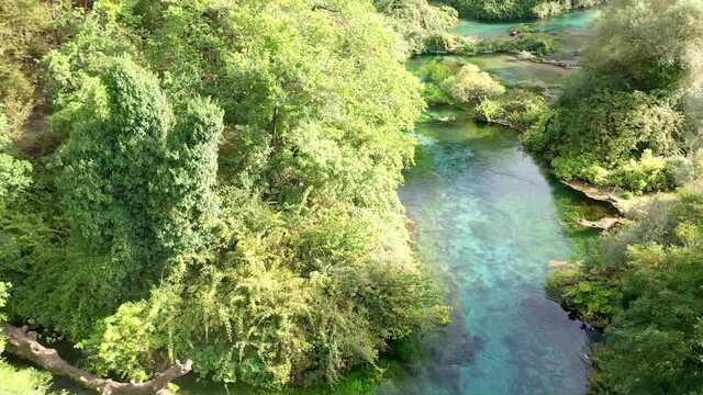 Beautiful view Blue Eye syri i kalter natural springs in Delvine Sarande Albania