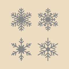 Flat vector illustrations set of snowflakes.