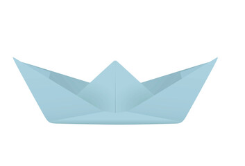 Blue paper boat. vector illustration