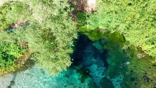 Beautiful view Blue Eye syri i kalter natural springs in Delvine Sarande Albania