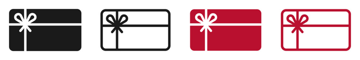 Set of gift card icons. Shopping gift card. Gift voucher, reward. Loyalty card. Vector illustration. - obrazy, fototapety, plakaty