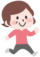 二頭身_走るシニア女性