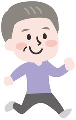 二頭身_走るシニア男性