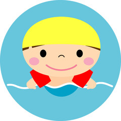 アームリングで泳ぐ子供