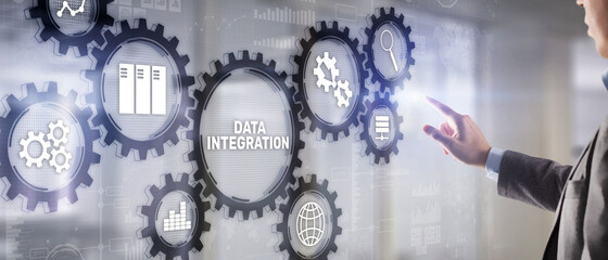 Business Technology Data integration concept on abstract background