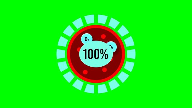 animation of 100% blood oxygen saturation level