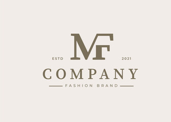 Minimalist Initial M F letter logo design template, Vector illustrations