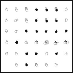Hand pointer icons set Hand signs Clicking finger