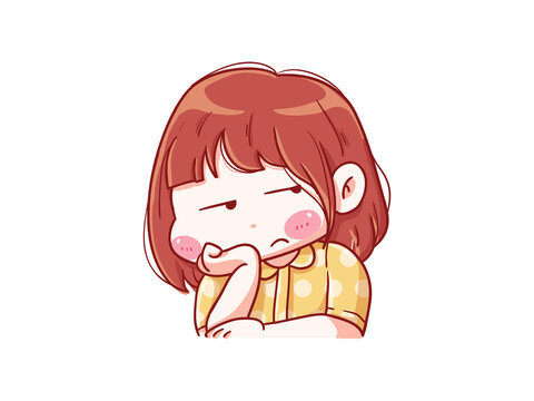 recommend clip art: Cute and kawaii Girl With Annoyed Expression Manga Chibi Illustration