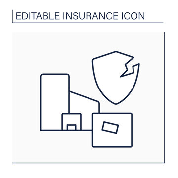 Product Liability Line Icon. Legal Liability Manufacturer Or Trader Incurs For Producing Or Selling Faulty Product. Insurance Concept. Isolated Vector Illustration. Editable Stroke