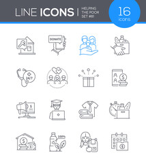 Helping the poor - modern line design style icon set