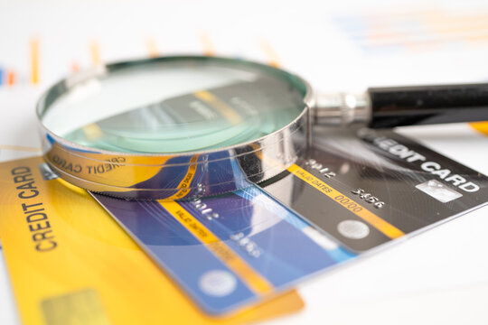 Credit card on chart and graph paper. Finance development, Banking Account, Statistics, Investment Analytic research data economy, Stock exchange trading, Business company concept.