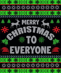 Christmas ugly sweater knitted pattern design