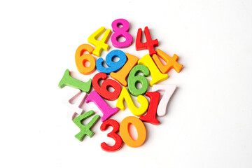 Math Number colorful on white background, education study mathematics learning teach concept.