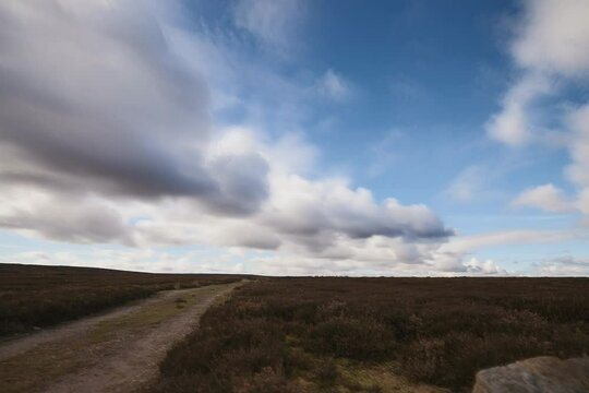 Timelapse of a dirt track across the moors