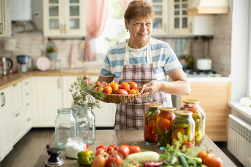 Woman in the kitchen makes pickles