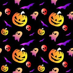 Colorful collection Halloween seamless pattern and gradient design