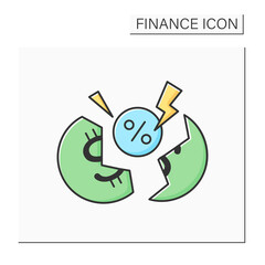 Discount color icon. Sale, financial problems or bankruptcy. Concept of price drop, financial crisis and money shortage. Isolated vector illustration