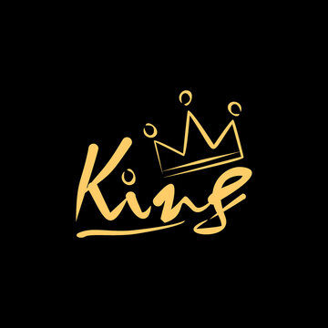 King brush lettering and Crown vector design