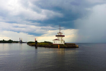 Kronstadt, Saint Petersburg, Russia. Ship traffic service station, which controls the entry and...