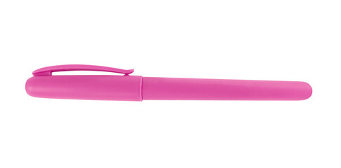 Pink pen with cap isolated on a white background