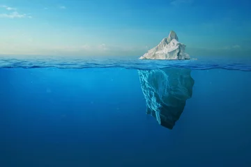 Foto op Aluminium Ijsberg Met Boven En Onderwater Uitzicht Genomen In Groenland. Iceberg - Verborgen Gevaar En Global Warming Concept. Creatief idee van ijsbergillusie © alones