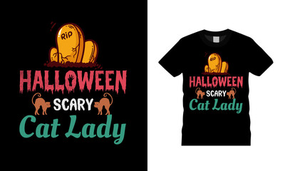 Halloween Scary Cat Lady T shirt, apparel, vector illustration, graphic template, print on demand, textile fabrics, retro style, typography, vintage, Halloween T shirt Design