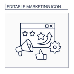 Fototapeta premium Online reputation management line icon.Taking control of online conversation. Rating and review.Marketing concept. Isolated vector illustration. Editable stroke