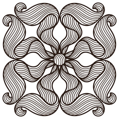 Ceramic tile pattern with wave line curls. Mediterranean porcelain pottery.