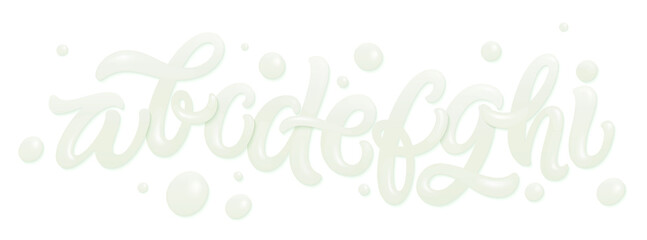Milk, yogurt or cream alphabet set  isolated on white background. Dairy design element. Vector font for packaging design.