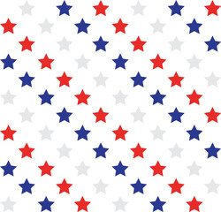 Red, White, and Blue Star Pattern, Patriotic Star Pattern, July 4th Background, Labor Day Background, Memorial Day Background, Vector Illustration Background