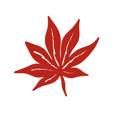 Red autumn leaf isolated vector illustration