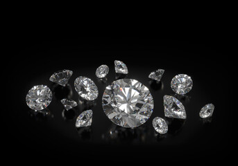Diamond Background - Luxury Beautiful Shiny Diamond in Brilliant Cut on Black Background - Crystal Background