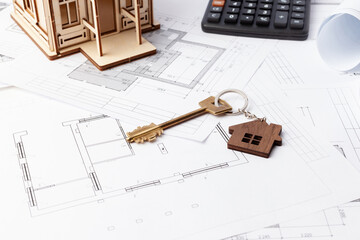 designing a wooden private house turnkey. Copy space