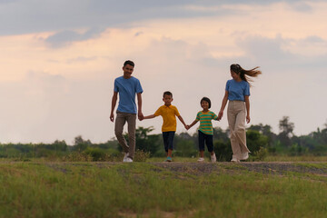 Fototapeta premium Happy family on summer outdoors