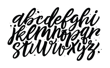 Vector Alphabet. Exclusive Custom Characters. Hand Lettering and Typographic art for Designs: Logo, for Poster, Invitation, Card, etc. Brush Typography. Handwritten style modern cursive font.