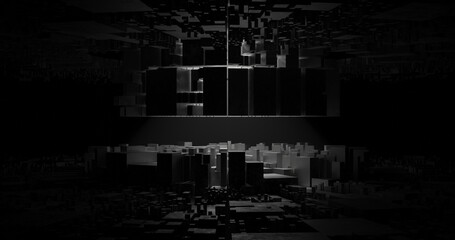 Abstracts dark sci fi building background. 3D rendering.