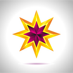 Shiny Gold Star. Christmas Illustration for design on white background