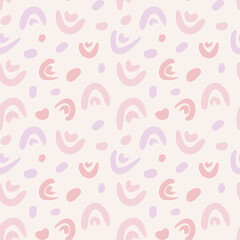 Cute, delicate seamless pattern with  on a white background in pastel color.