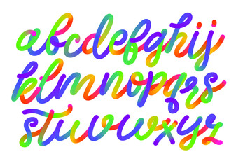 Rainbow alphabet. Colorful vector typography. Modern creativity script font. 