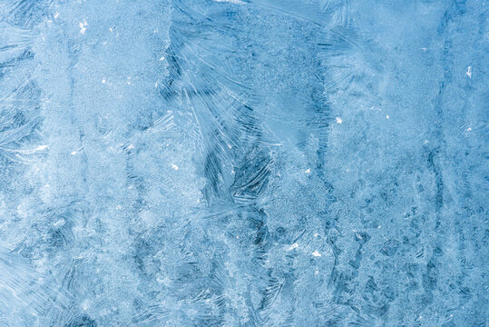 Frozen ice texture on glass.