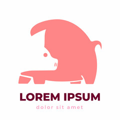 Cute Pink Pig Logo Icon
